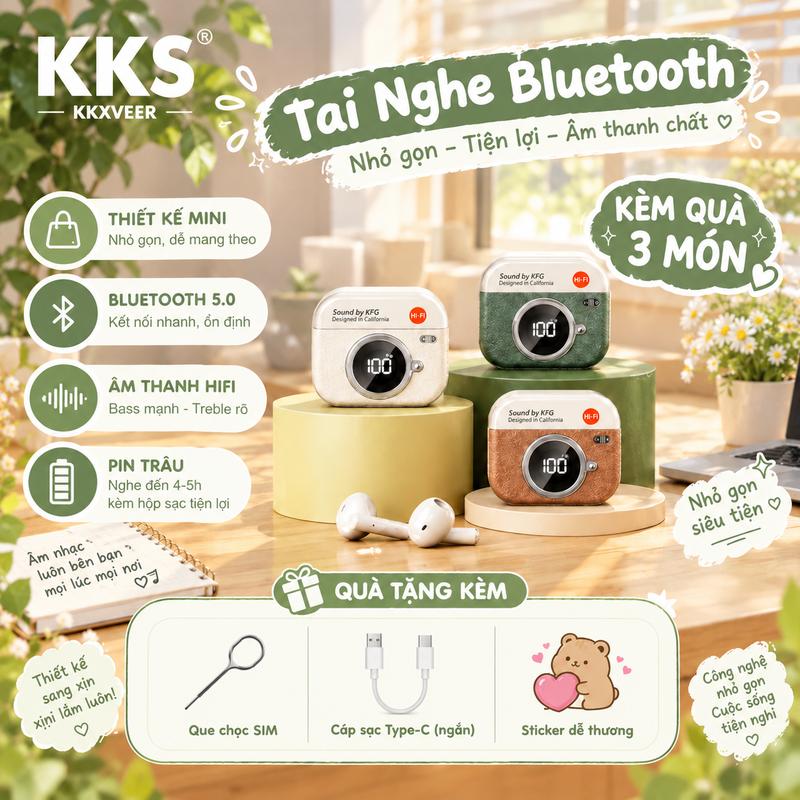 LIVE Tai nghe Bluetooth, âm thanh Hi Fi, tích hợp mic chống ồn, cảm ứng chạm thông minh chống nước tốt tương thích, thiết kế hiện đại màu sắc trẻ trung năng dộng, tương thích kết nối được với nhiều dòng điện thoại