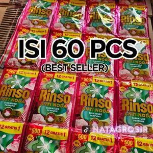 60 pcs Rinso Cair Kemasan 500an Wangi Bersih Hmeat Cuci 1 Bulan