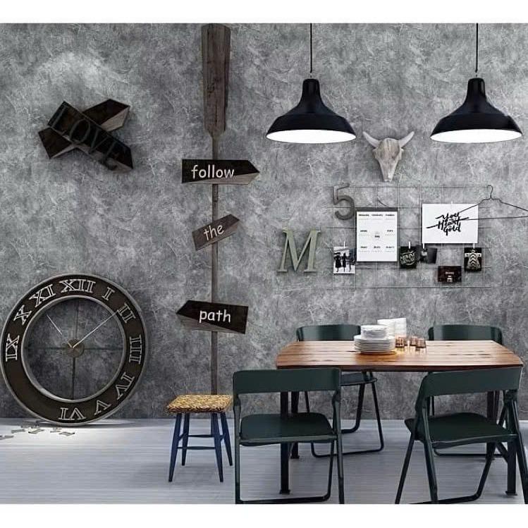 Combo 2 Cuộn Giấy Dán Tường Giả Xi Măng Decal Dán Tường Có Keo Freeship Rộng 45cm Dài 10m