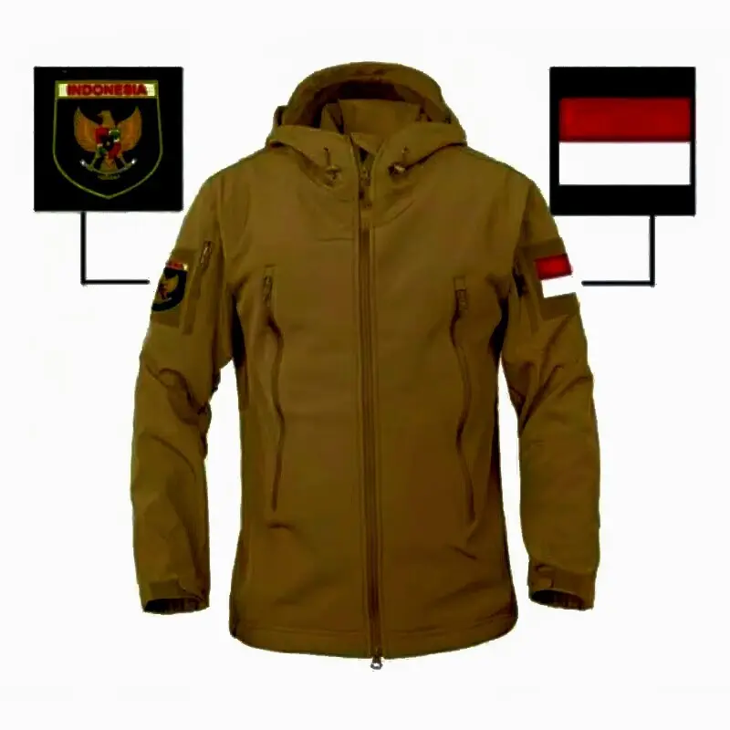 Jaket TAD Taktikal Army Tactical Military Jacket Patch Bendera Merah Putih Emblem Garuda Indonesia Dewasa Pria Navy Black Green Brown Size M L XL XXL COD Coklat Gunung Hijau Hitam Waterproof Windbreaker Outdoor Cowok Parka 1
