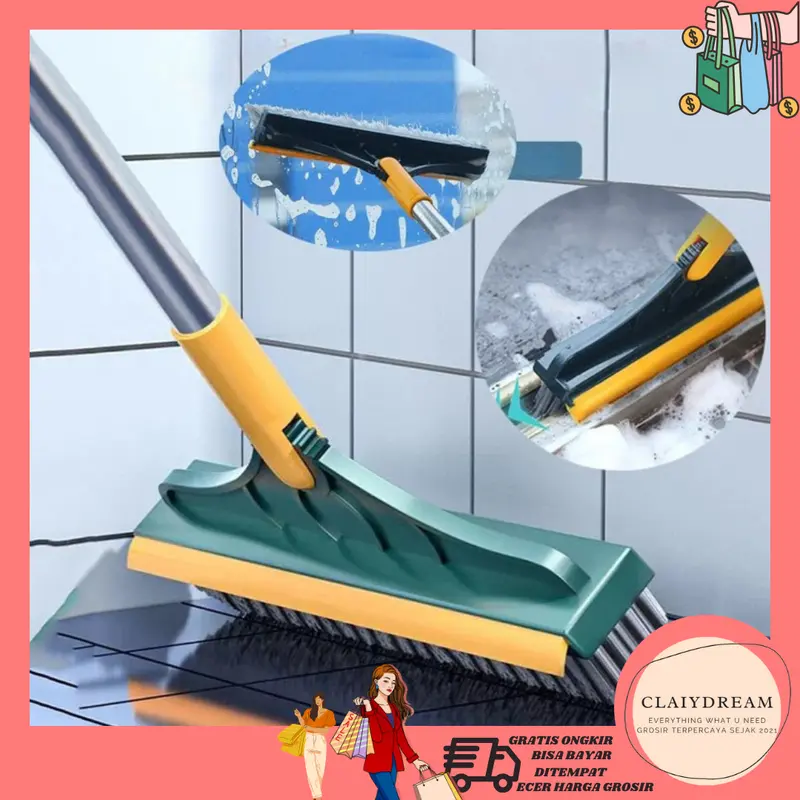 Sikat Lantai 2in1 untuk Kamar Mandi dengan Gagang - Brush 0