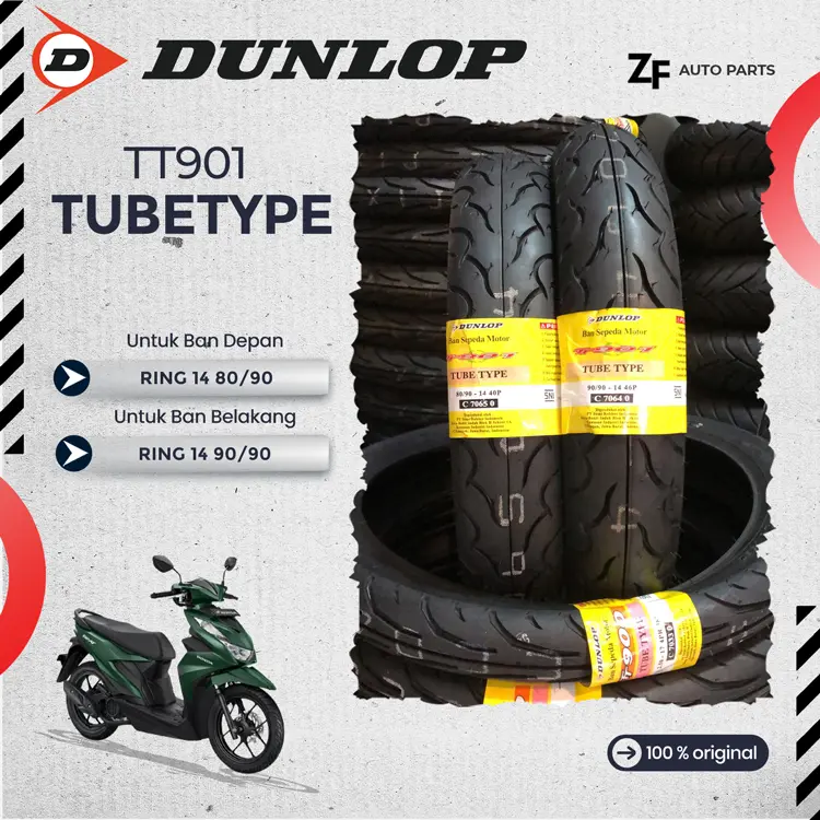 Ban Motor Matic Ring 14 70/90-14 80/90-14 90/90-14 Dunlop TT901 Non Tubeless / Tubetype