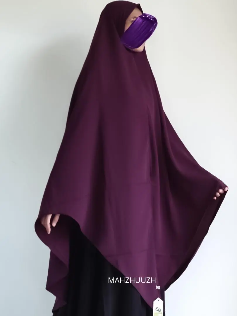 yuraz non pad cutting v khimar wolfis premium jumbo mahzhuuzh Hitam Kerudung bergo khimar Instan Jilbab Putih