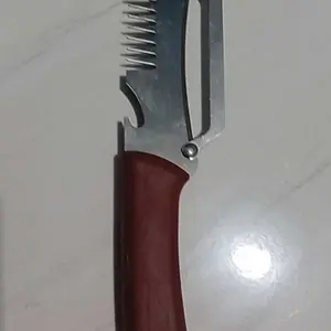 Alat serbaguna dapur untuk memotong bawang dan iris tipis, pegangan pisau kayu, pembuka botol, pengiris buah, pisau dapur dua fungsi, pengupas buah untuk rumah tangga