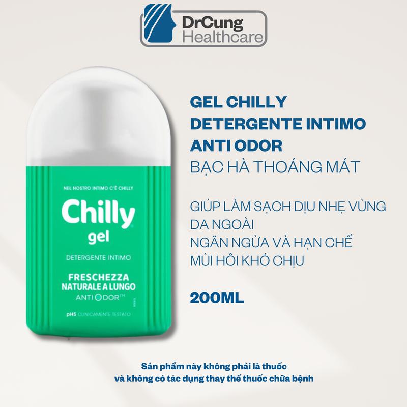  Chilly Gel màu xanh lá chai 200ml Gel rửa vệ sinh hằng ngày hỗ trợ làm sạch dịu nhẹ hương bạc hà 