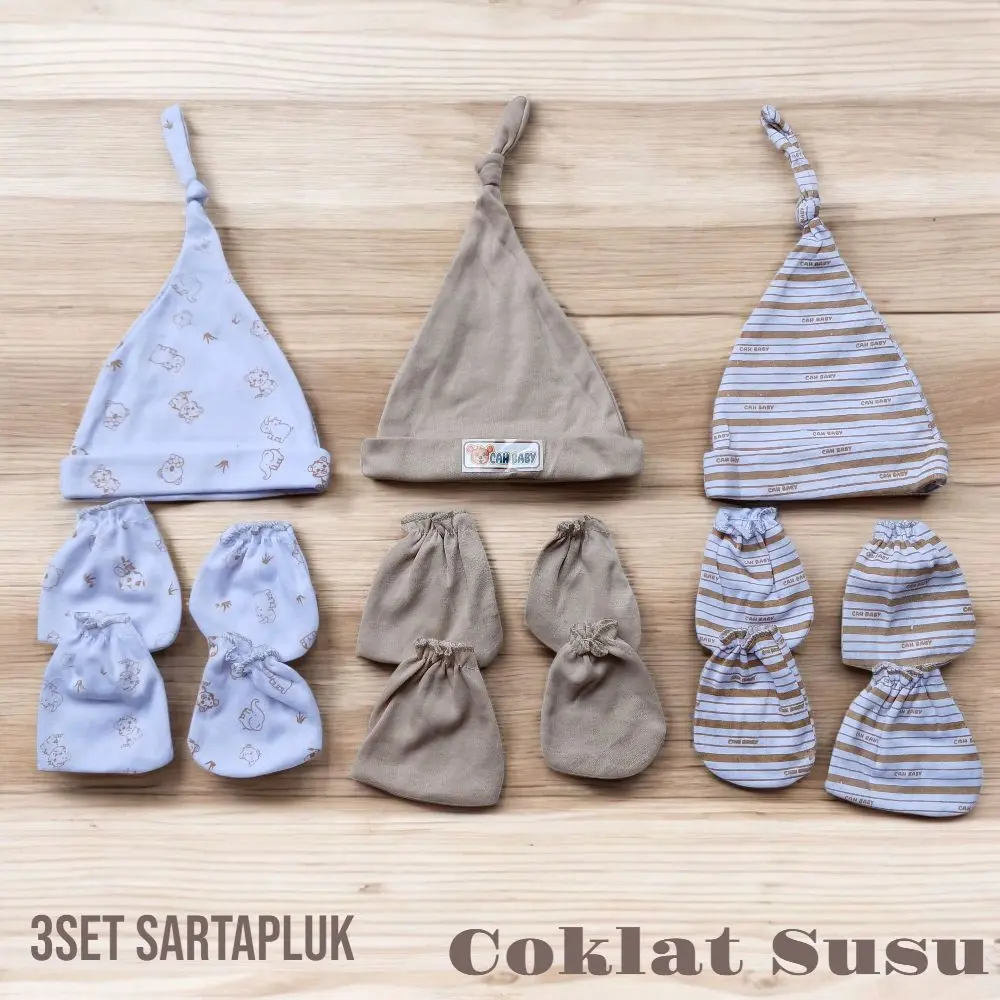 9in1 / 3Setel Topi Sarung Tangan Sarung Kaki Bayi Baru Lahir (Newborn) Unisex Fashion 0-6 Bulan