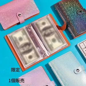 A6 大容量収納ブック、PUレザーの貯金箱、50ページ、紙幣100枚収納可能、防水、鮮やかな色、スナップクローズ