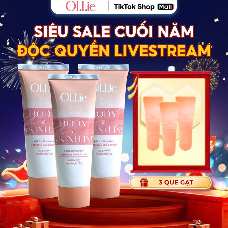HỜI_KHÔNG DƯỠNG _KTL8030 COMBO 3 OLLIE Kem Tẩy Lông Body Nam Nữ Hỗ Trợ Tẩy Lông Nhanh Chóng Tặng 3 Que Gạt tay long vung kin bkn kemtaylong