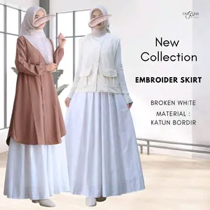 EMBROIDER SKIRT Rok Putih Katun Bordir Cantik By Insani Hijab