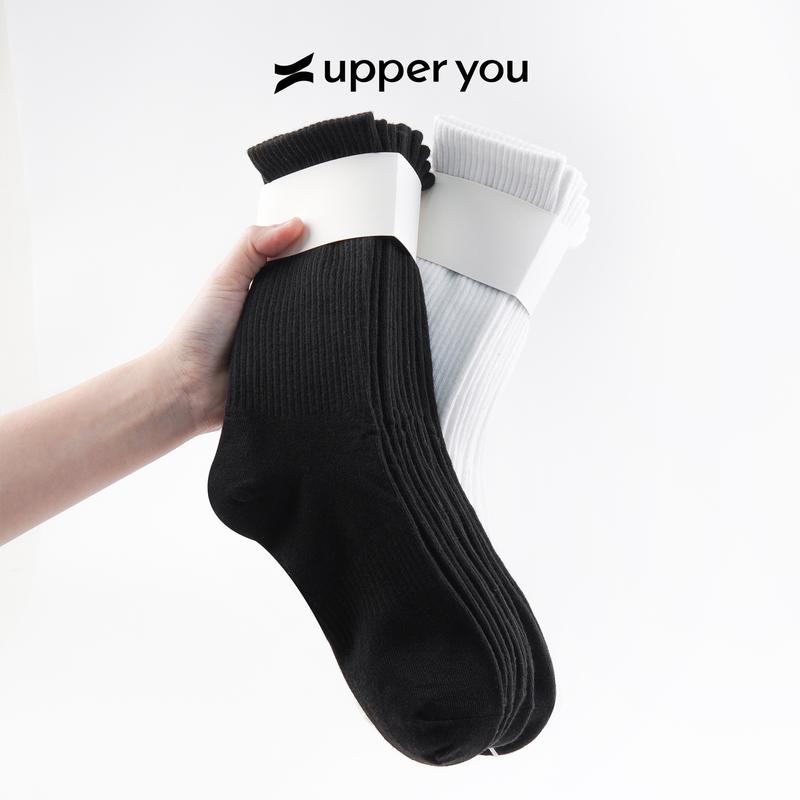 Tất Vớ Nam Nữ Cổ Cao Trơn UPPERYOU Cotton Êm Ái Dày Dặn Thoáng Khí - VSF4001/VSF3001