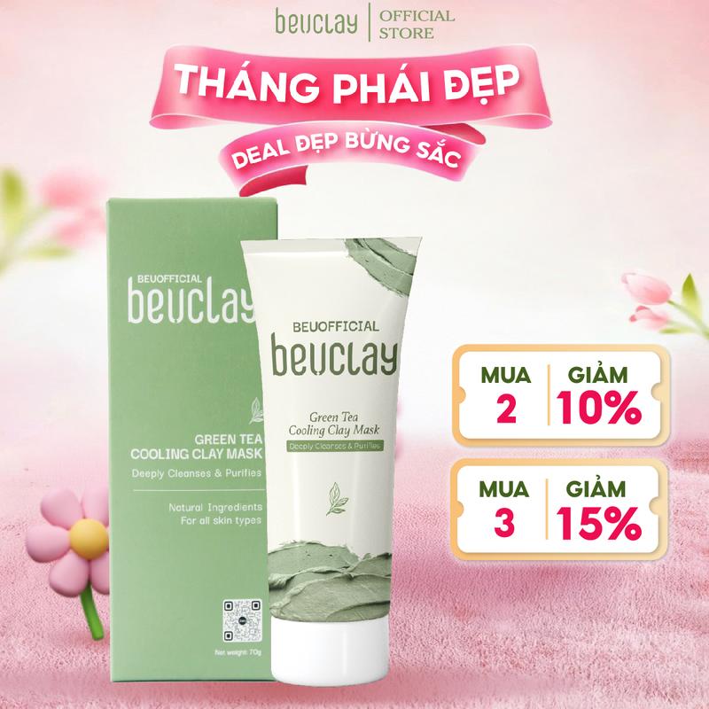 BEUCLAY Mặt Nạ Đất Sét Trắng Nam Nữ, Hỗ Trợ  Tẩy Tế Bào Chết Và Giảm Thiểu Dầu Thừa - 70g -  Kem Face  Skincare Mặt Nạ Hỗ trợ Dưỡng Trắng Làm Đẹp  Hỗ trợ Thu Nhỏ Lỗ Chân Lông Phục Hồi Cosmetics Vitamin E tốt mask set bùn -MN001