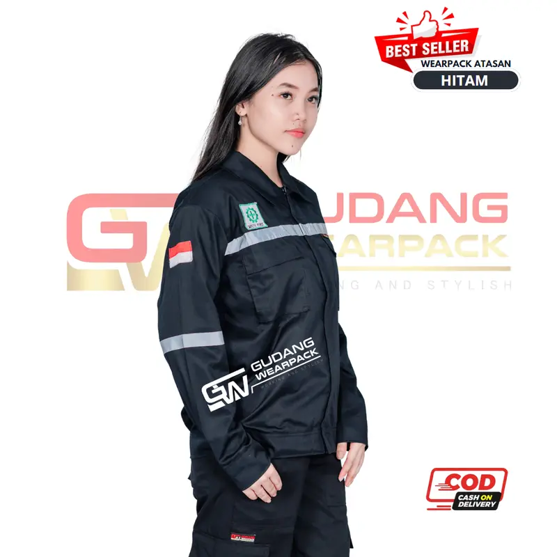 Wearpack Stelan Lengan Panjang (Baju dan Celana) Warna Hitam Polos 3