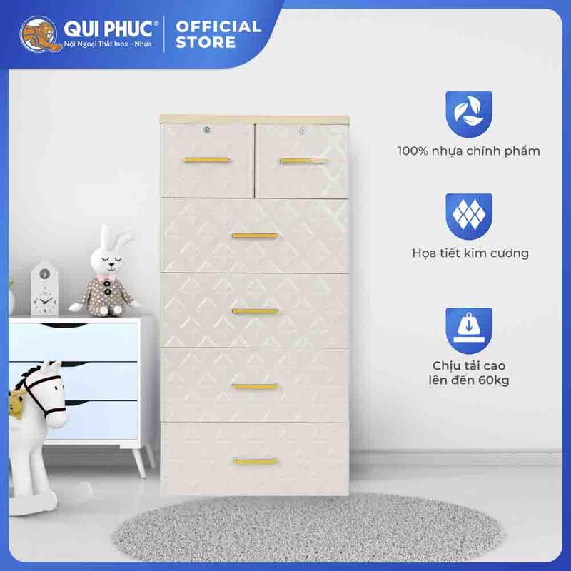 FREESHIP Tủ nhựa Paris 5 tầng QUI PHÚC hoạ tiết 3D sang trọng tủ đựng quần áo tiện lợi an toàn