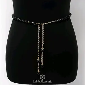 Ikat Pinggang Wanita Blet Gamis Aksesoris Fhasion Cantik Simpel Elegan Rantai Stainless Mutiara