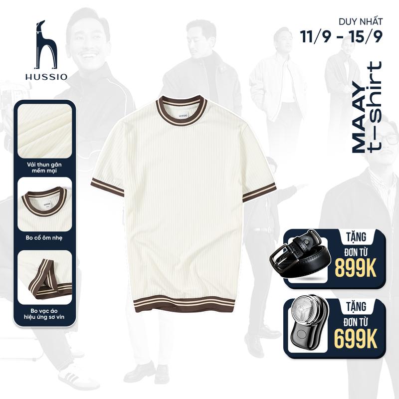 Áo thun nam MAAY vải dệt gân co dãn tốt, trẻ trung, năng động - HUSSIO
