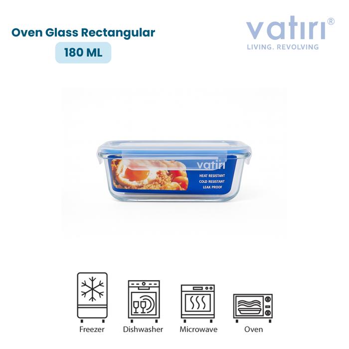 Gambar Vatiri Oven Glass Wadah Makan Microwave MPASI 180ml Rectangular - Tempat Makan Kaca PL180YG dari VATIRI HOME STORE Kota Administrasi Jakarta Pusat Tokopedia