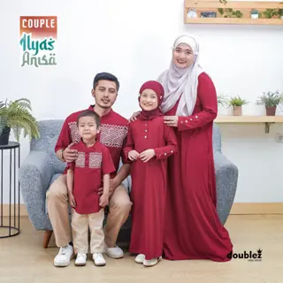 Family Set Kurta Ilyas dan Gamis Anisa by Double Z baju lebaran keluarga (NAVY, MAROON, BLACK) 2