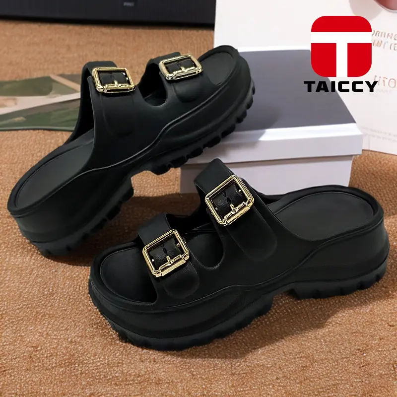TAICCY Sandal Empuk Wanita Sandal Hak Tinggi Sandal Karet Wanita Terbaru Platform Korean EVA Sandal Wedges Wanita 36-41