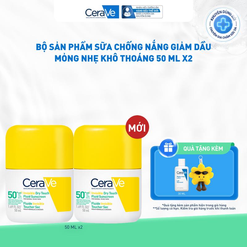 Bộ sữa chống nắng giảm dầu mỏng nhẹ khô thoáng 50mlx2