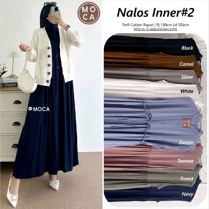 Nalos inner dress rayon twill terlaris.Restock serian warna baru 6