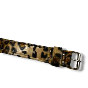 Ikat Pinggang Leopard Coklat Tutul Gesper Pria Wanita Belt Sintetis Bludru Ukuran 120cm Termurah