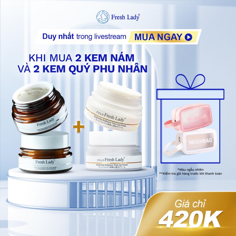 【LIVESTREAM Combo Ngày Đêm Kết Hợp Kem Nám Fresh Lady Và Kem Qúy Phu Nhân Giúp Mờ Thâm Nám Và Dưỡng Trắng Hồng Da