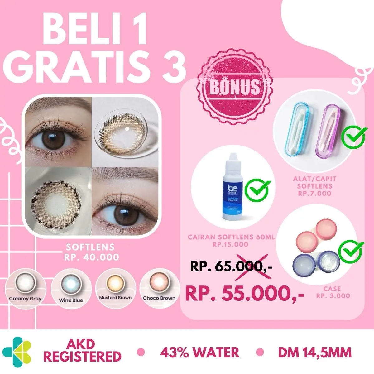 Paket hemat / Paket lengkap Lensa kontak Recipe - 14,5mn