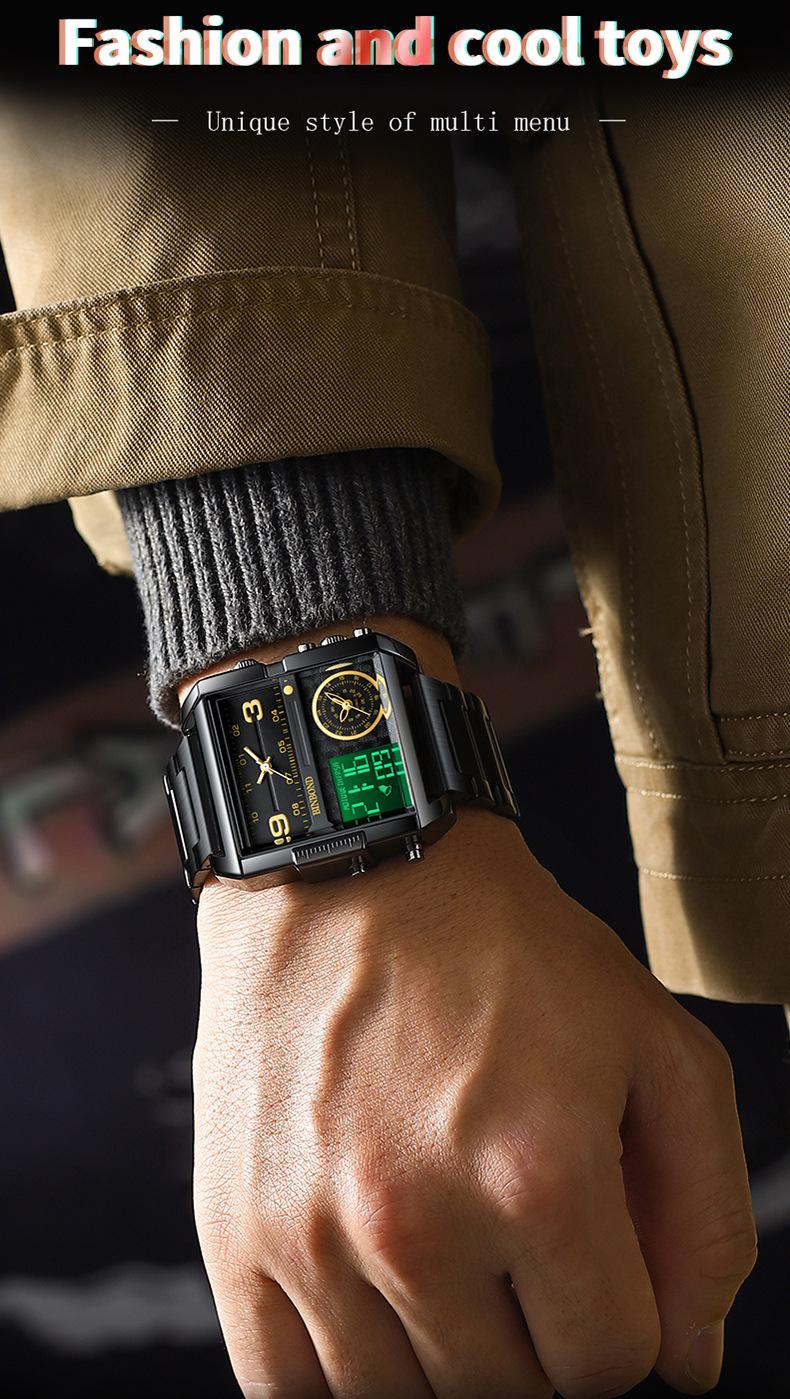 LUXUERY Jam Tangan Pria TRIPLE Time Original Tahan Air Analog Digital Rantai Stainless Steel BEST QUALITY Double Lock Keren BISA COD Watch Watches