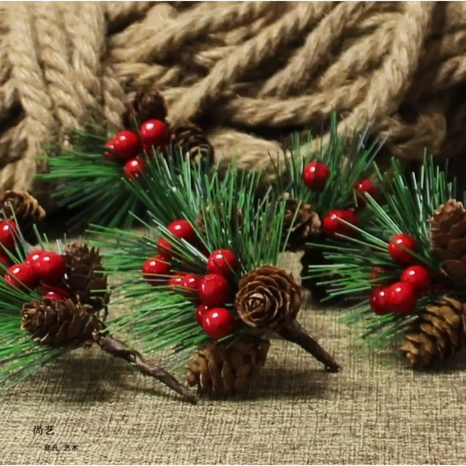 Bunga Tusuk Cherry Daun Natal Hiasan Parcel Kado Bunga Natal Ornamen Natal Termurah Kado Daun