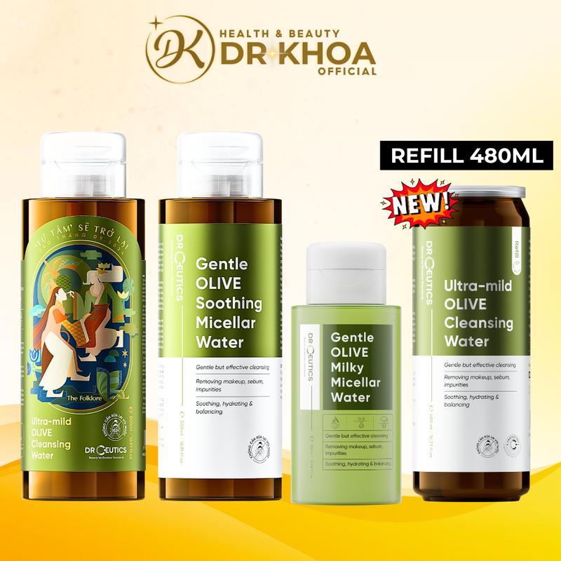 DRCEUTICS Nước Tẩy Trang Ultra-mild OLIVE Cleansing Water Dịu Nhẹ Cho Mọi Loại Da (310ml, 500ml)