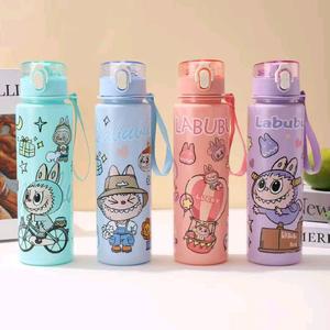 Portable 800ml Water Bottle Cartoon Design Creative Fancy With Straw& Leak proof Sport Bottle Cup Drinkware