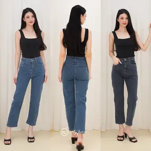 0802 JEANS - Celana Panjang Highwaist Wanita Jeans Stretch Wanita Petite