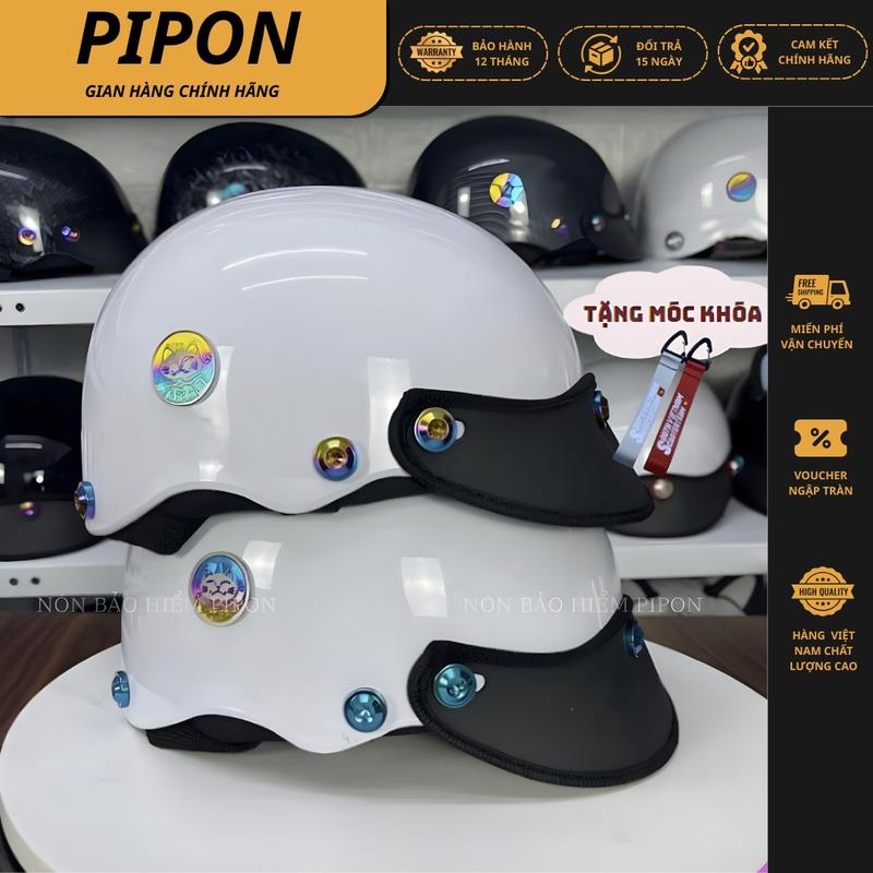 Nón bảo hiểm gắn ốc titan salaya kèm mèo thần tài mũ bảo hiểm gắn ốc titan lục bảo ngũ sắc