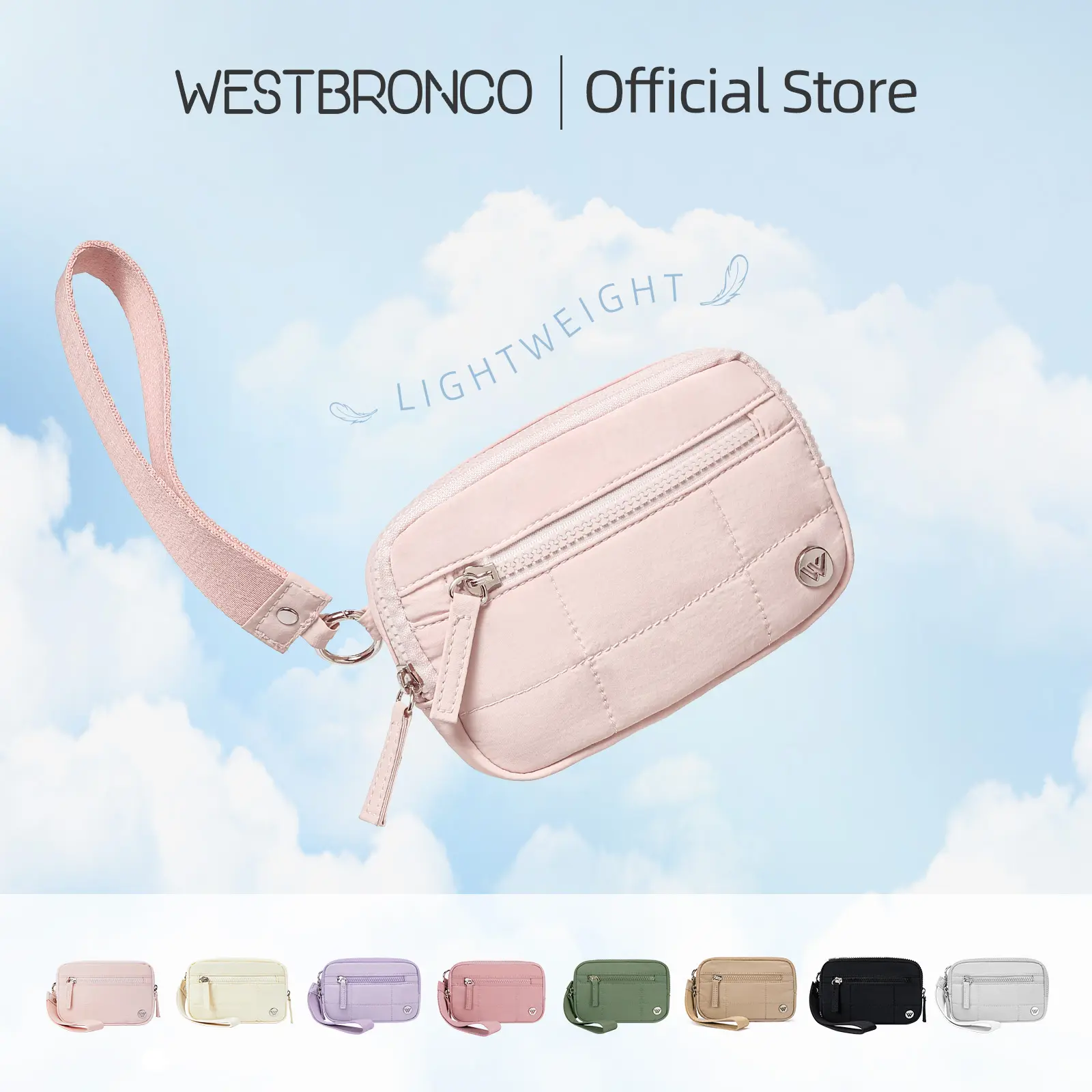 WESTBRONCO Wristlet Wallets for Women Nylon Quilted Wallet with 3 Zipper Purse for Travel Credit Card Holder Phone Organizer