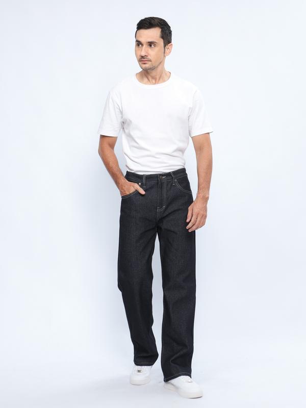 AFTERCLOUD - Celana Panjang Baggy Raw Denim Black Indigo Unisek  - RAW DENIM BAGGY 0