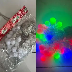 LAMPU LED NATAL BOLA KELERENG BULAT RAINBOW 8 METER