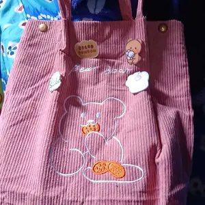 Mismi Hills Tote Bag Tas Selempang Wanita Korduroi Korea Karakter Beruang Lucu Stylish - 19H