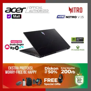 [Gajian Sale] ACER NITRO V 15 RTX5050 Core i7 13620H 16GB 512GB SSD 15.6" IPS FHD (100% sRGB, 180Hz) W11H OH2024+M365 1Y BLACK BP [NH.QZ9SN.002, ANV15-52-7783]