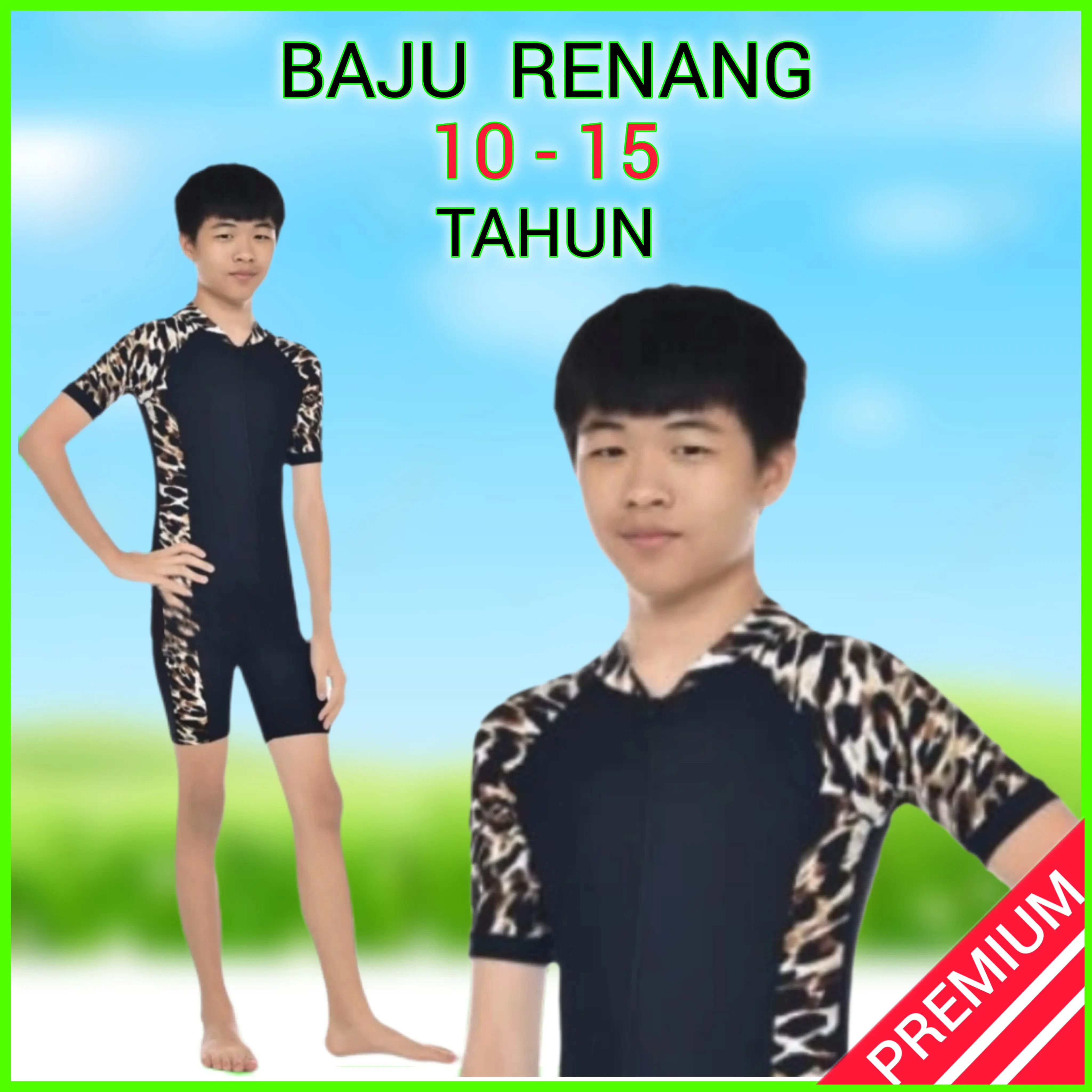 10-15 Tahun Baju Renang Anak Laki-laki Lengan Pendek Premium Pakaian Berenang Anak Cowok Usia Umur SD SMP Remaja Tanggung ABG Swimsuit Diving Model One Piece Terusan Celana Motif Laki Keren Terbaru Murah 11 12 13 14