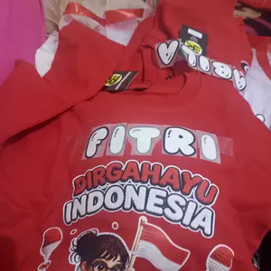 [GRATIS NAMA] KAOS ANAK MOTIF BORDIR CEWEK BUNGA 3D EDISI KEMERDEKAAN COTTON COMBAD