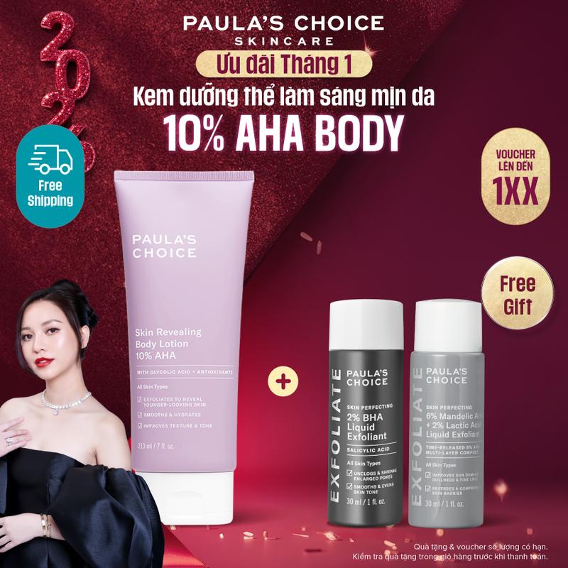 Paula's Choice x Hannah Olala Kem dưỡng thể giúp làm sáng da chứa 10% AHA Paula's Choice Skin Revealing Body Lotion 10% AHA 210ml A5900
