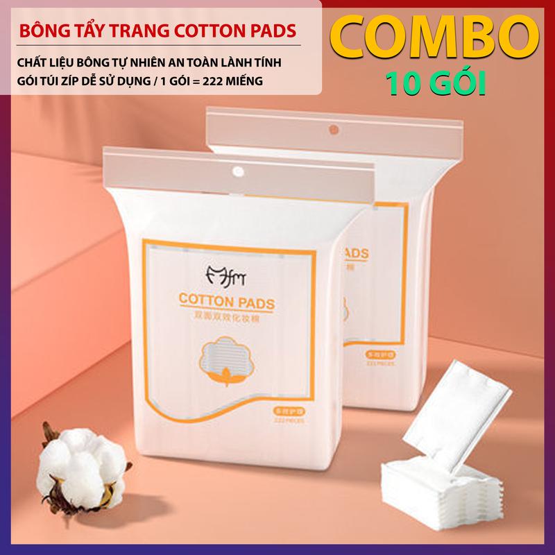  COMBO 10 Gói Bông Tẩy Trang Cotton Pad 1 Gói 222 Miếng Chất Liệu Bông An Toàn Lành Tính Cho Da Mềm Mại Dễ Dàng Sử Dụng Tiện Lợi Và Siêu Tiết Kiệm 