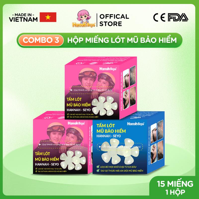 COMBO 03 HỘP Miếng lót mũ bảo hiểm XANH VIỆT Hannah - Seyo 15 miếng hộp - Màu ngẫu nhiên