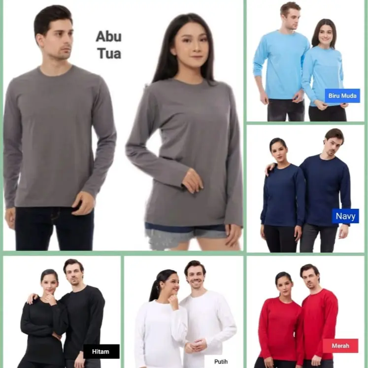 Kaos Polos Lengan Panjang Warna Biru Muda - Kaos Oblong Panjang UNISEX 1