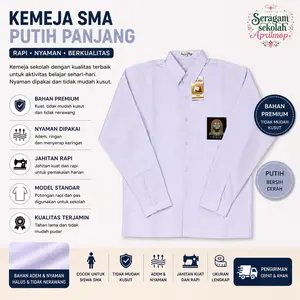 Kemeja SMA lengan panjang warna putih APRILMOP PREMIUM