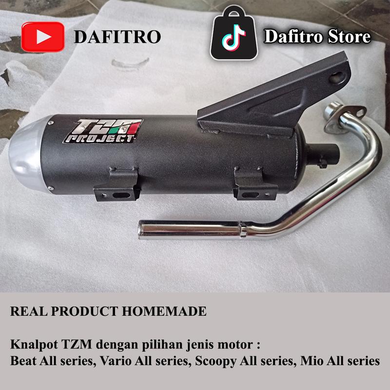 Knalpot copy TZM Project Bass Adem Beat Scoopy Vario Mio Pcx Aerox Nmax Fullset Inlet 26-28 Saringan Full Motorcycle Besi Karbu Racing Sporty Mesin Sepeda shijiro 2