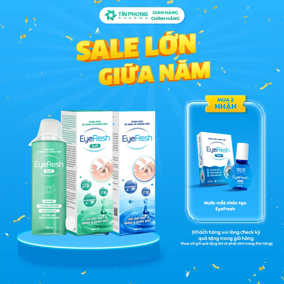 Nước Rửa Mắt Eyefresh Hỗ Trợ Làm Sạch Dưỡng Ẩm Mắt 300Ml Tvt019