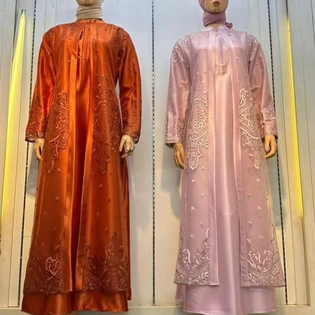 Gamis pesta belah pintu Cristal kawasaki mix Tile sapto bunga Dress Baju Muslim 1