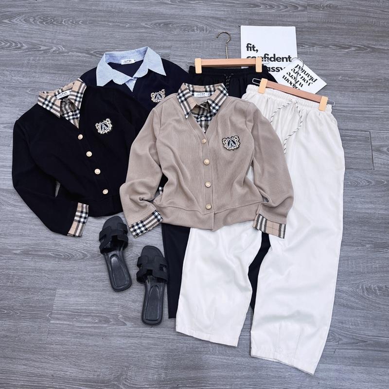  01.  ÁO VIỀN KẺ - QUẦN BAGGY  Sét áo kẻ thun co giãn+ Quần baggy chất thô kaki. Đủ size SMLXL 40kg- 70kg 