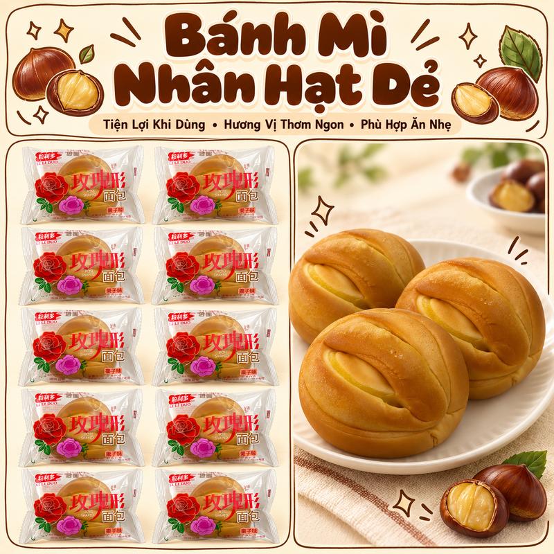 10 CÁI BÁNH MÌ NHÂN HẠT DẺ LILIDUO - Ăn vặt tiện lợi, hương vị thơm ngon, đóng gói riêng lẻ